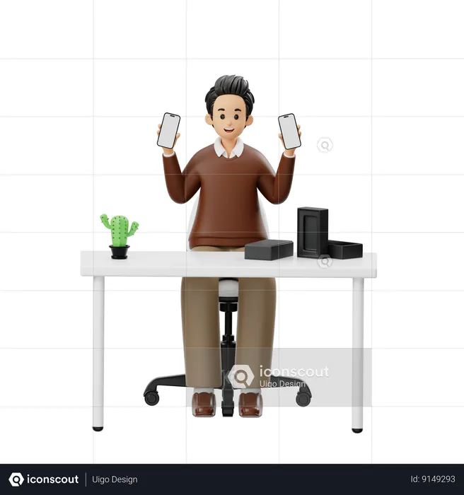 Male Is Advertising Mobile Phones  3D Illustration