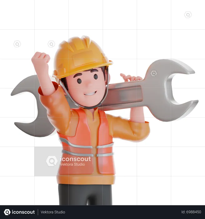 Male Laborer Character  3D Icon