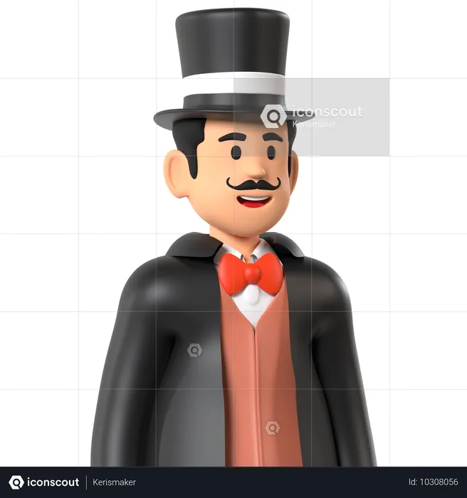 Male Magician  3D Icon