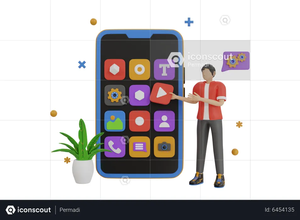 Male mobile application developer  3D Illustration