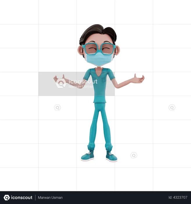 Male Nurse with wide open arms  3D Illustration