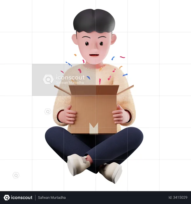 Male Open Delivery Box  3D Illustration