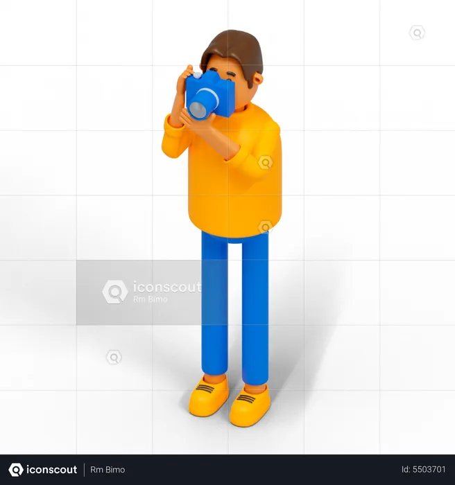 Male photographer clicking photo  3D Illustration