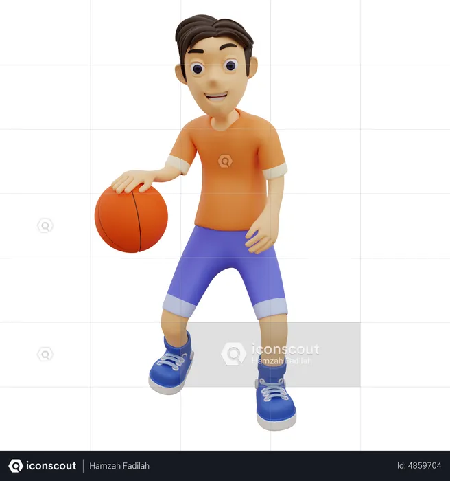 Male Playing Basketball  3D Illustration