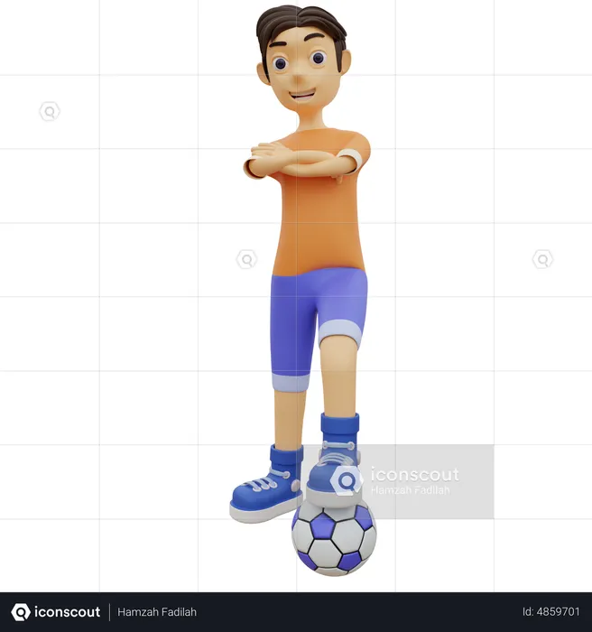 Male Playing Football  3D Illustration