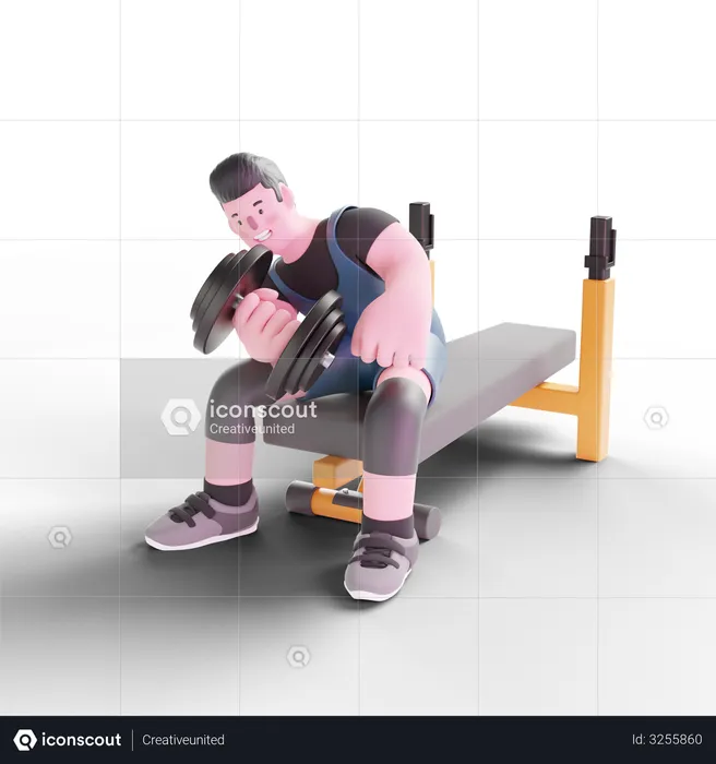 Male powerlifter working out with dumbbells  3D Illustration