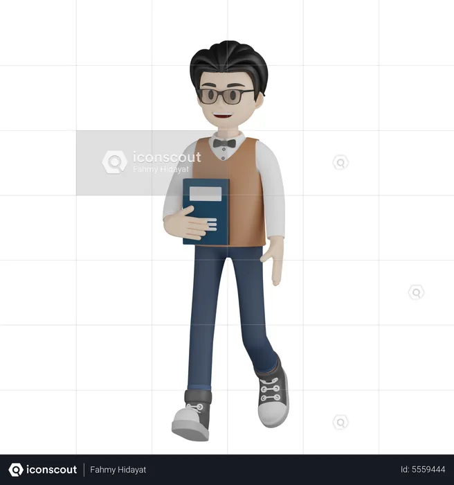 Male Professor Walking  3D Illustration