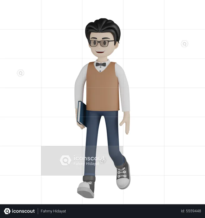 Male Professor Walking  3D Illustration