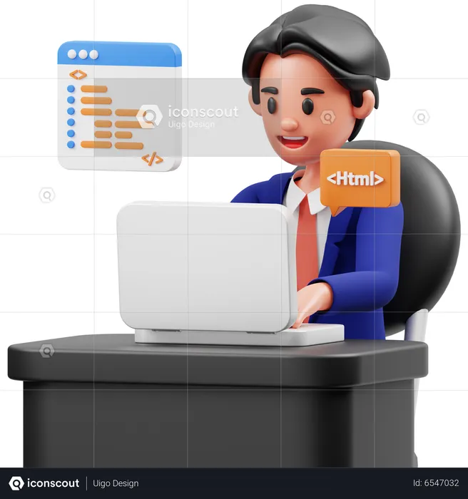 Male Programmer  3D Icon