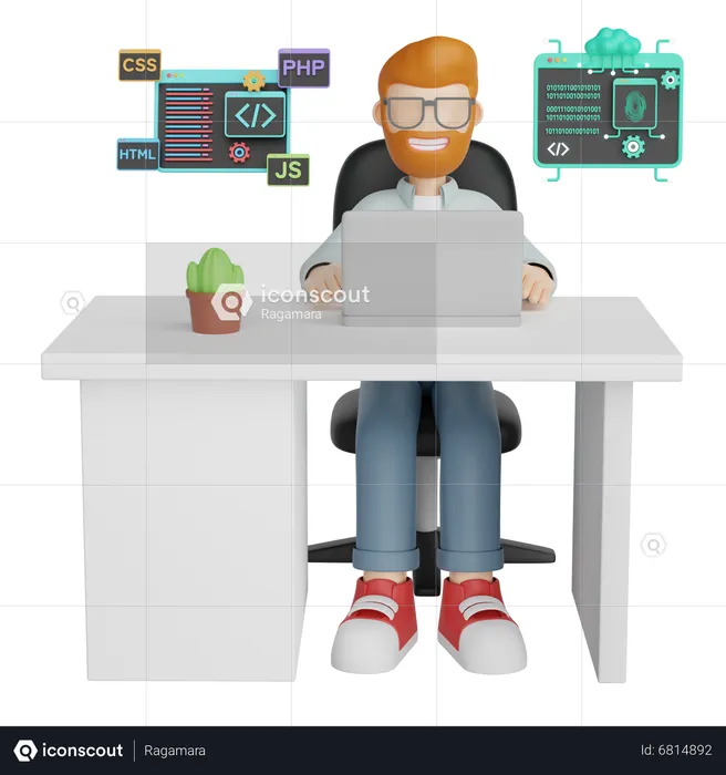 Male Programmer  3D Illustration