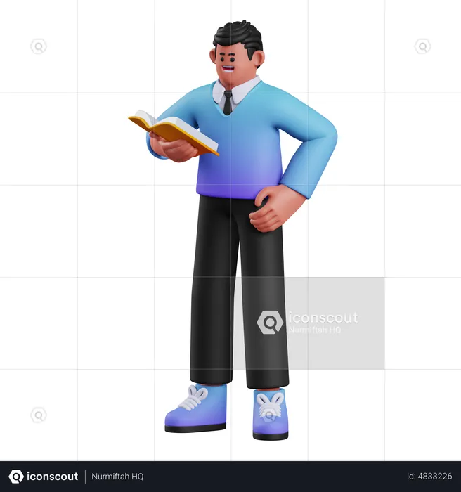 Male Reading Book  3D Illustration