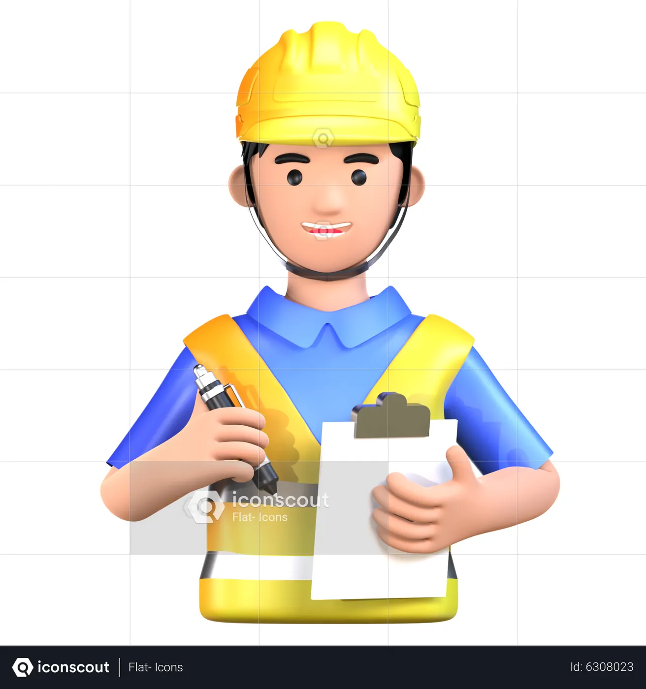 Male Safety Inspector 3D Icon download in PNG, OBJ or Blend format