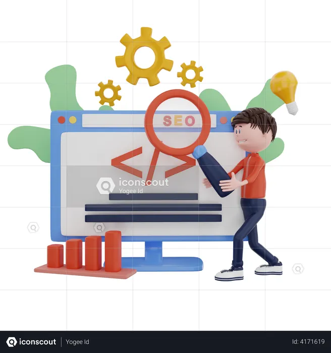 Male SEO developer  3D Illustration