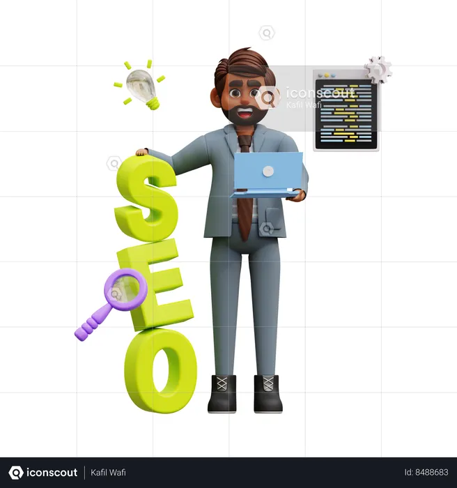 Male Seo Developer  3D Illustration