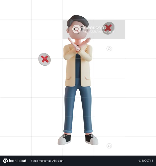 Male showing No gesture  3D Illustration