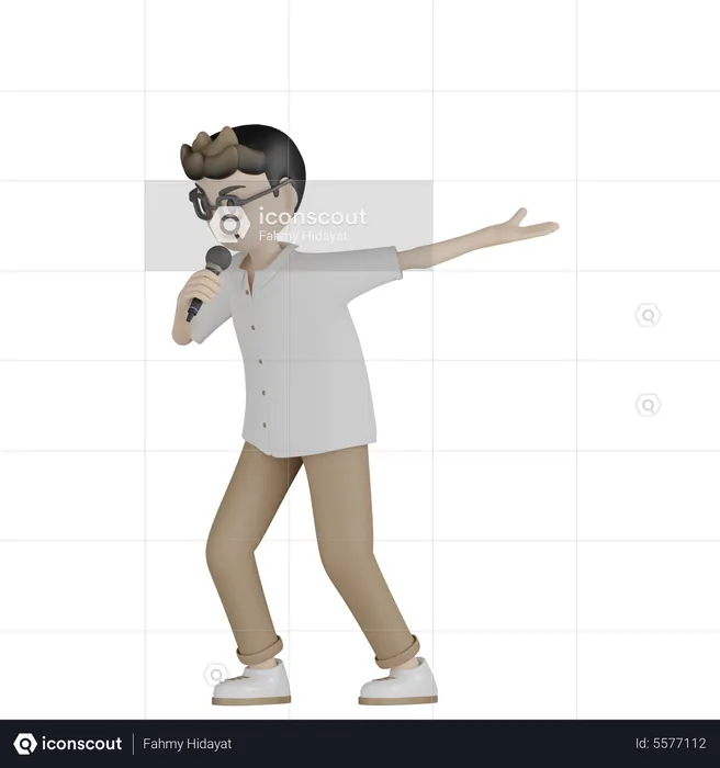 Male Singer Singing Song  3D Illustration