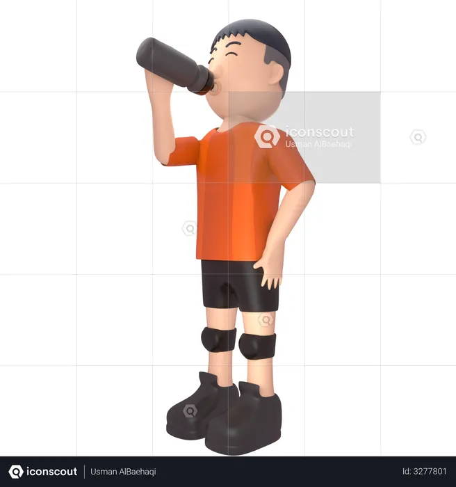 Male sportsperson drinking energy drink  3D Illustration
