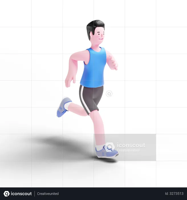 Male sprinter running  3D Illustration
