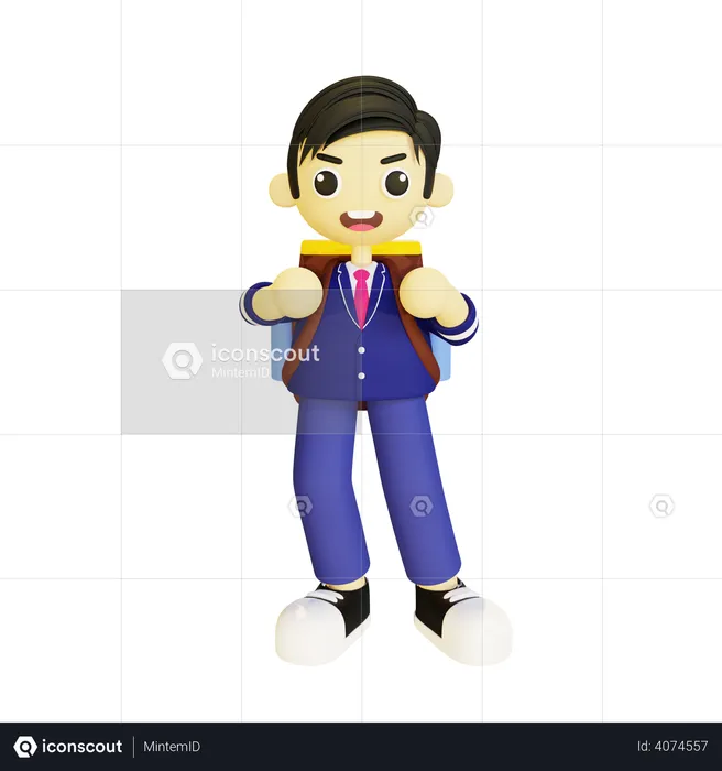 Male student going to school  3D Illustration