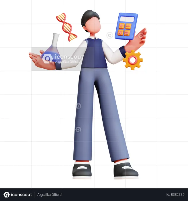 Male Student Studying Science  3D Illustration