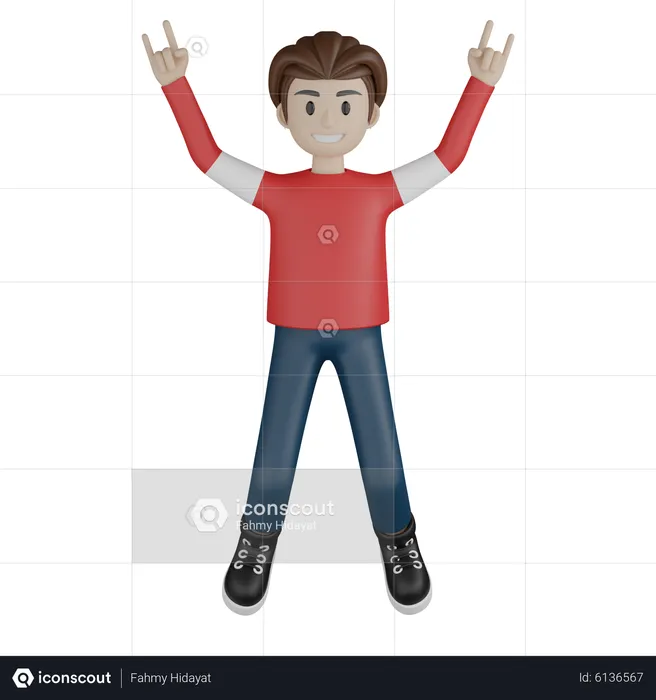 Male supporter showing rocking hands  3D Icon