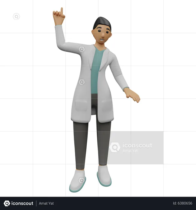 Male surgeon pointing up  3D Icon