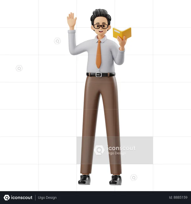 Male Teacher Holding Book  3D Illustration