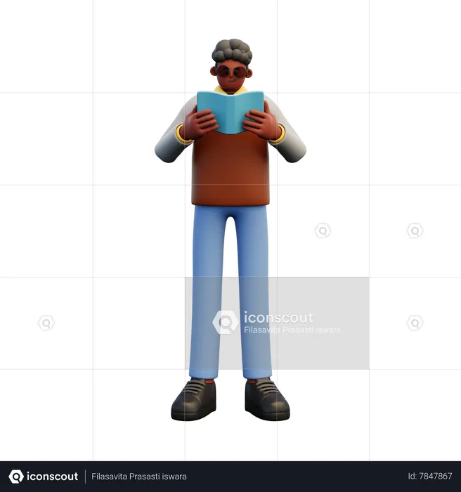 Male Teacher Reading Book  3D Illustration