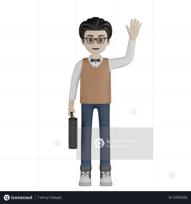 Male Teacher Say Hi  3D Illustration