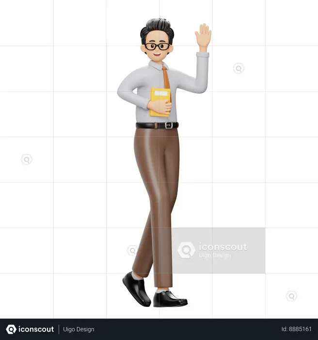Male Teacher Walking Hand  3D Illustration