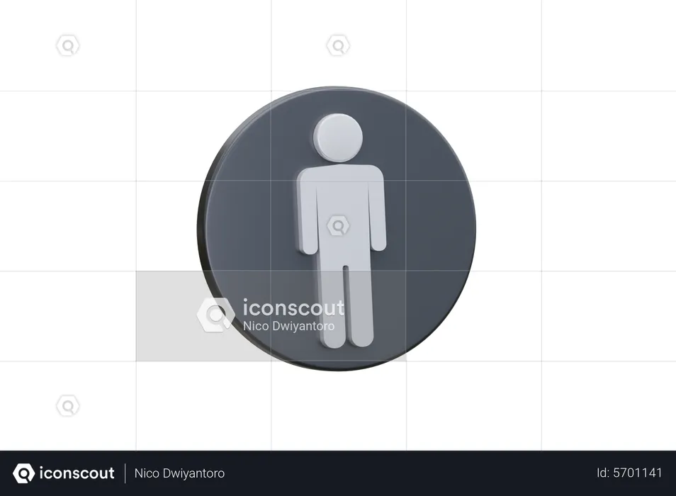 Male Toilet  3D Icon