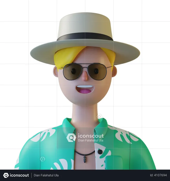 Male Tourist  3D Illustration