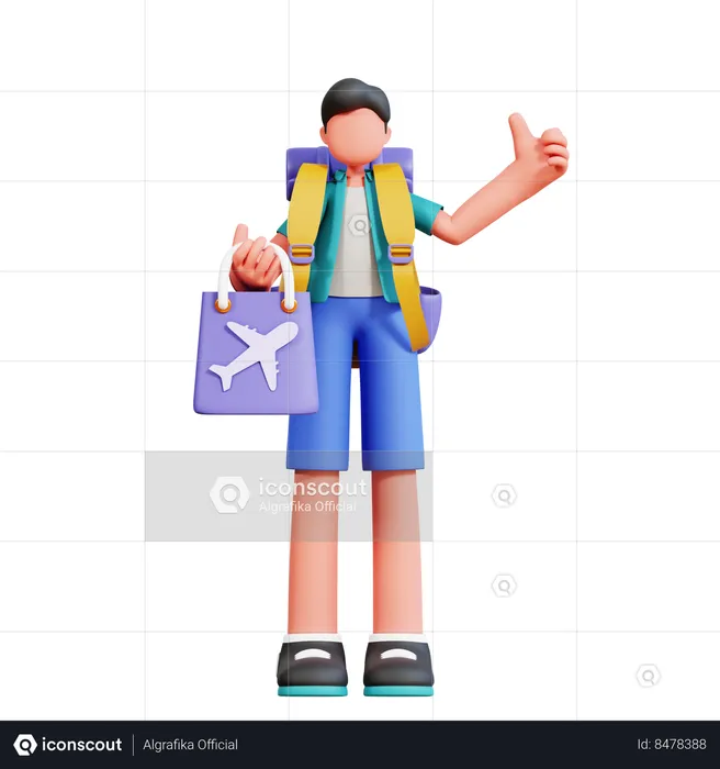 Male Tourist On Holiday Souvenir  3D Illustration
