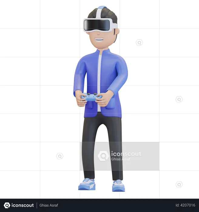 Male virtual gamer  3D Illustration