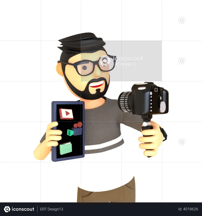 Male vlogger  3D Illustration