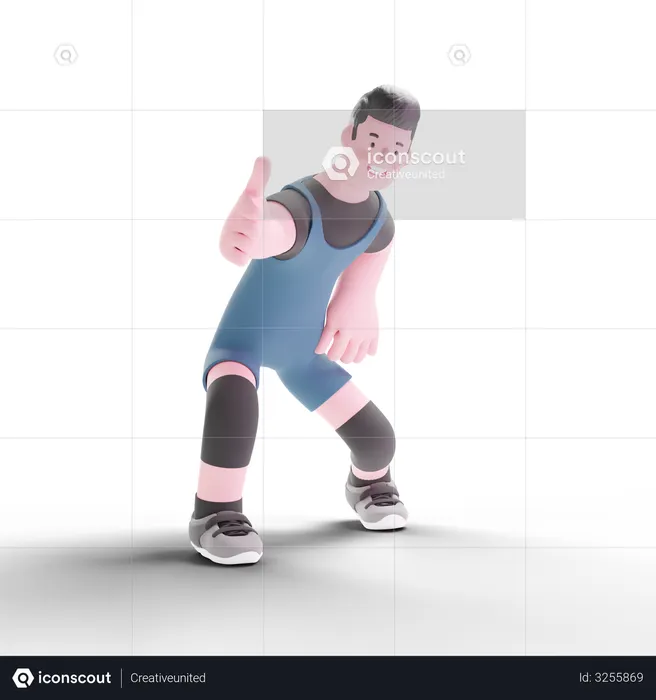 Male weightlifter showing thumbs up  3D Illustration