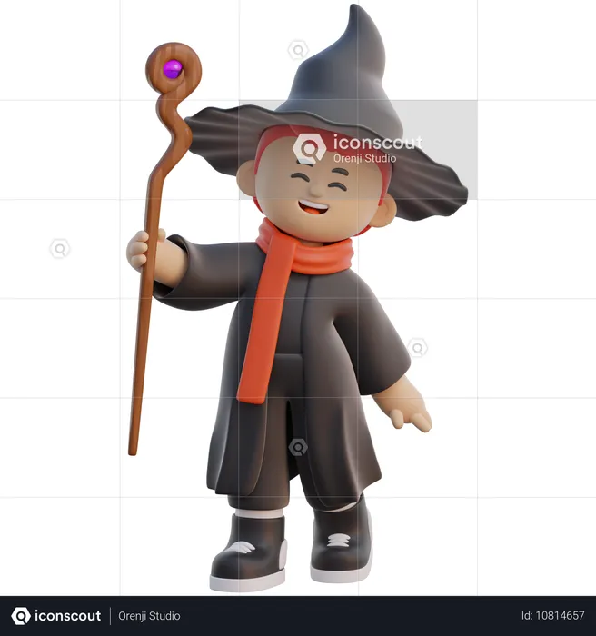 Male Witch Costume  3D Illustration