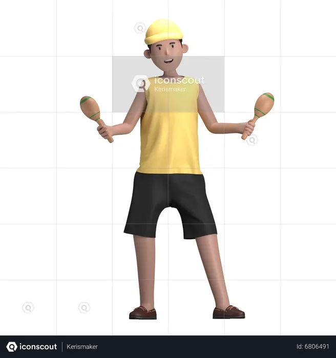 Male With Maracas  3D Illustration