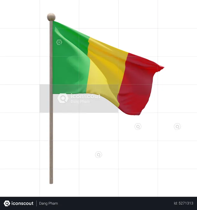 Mali Flagpole Flag 3D Icon