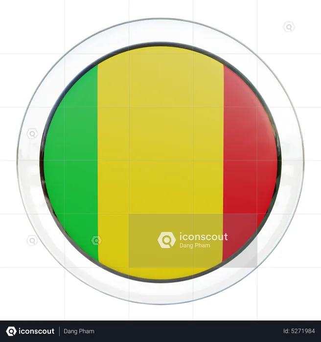 Mali Round Flag Flag 3D Icon
