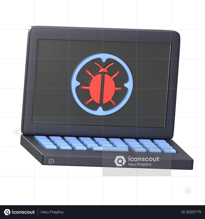 Malware on Laptop  3D Icon