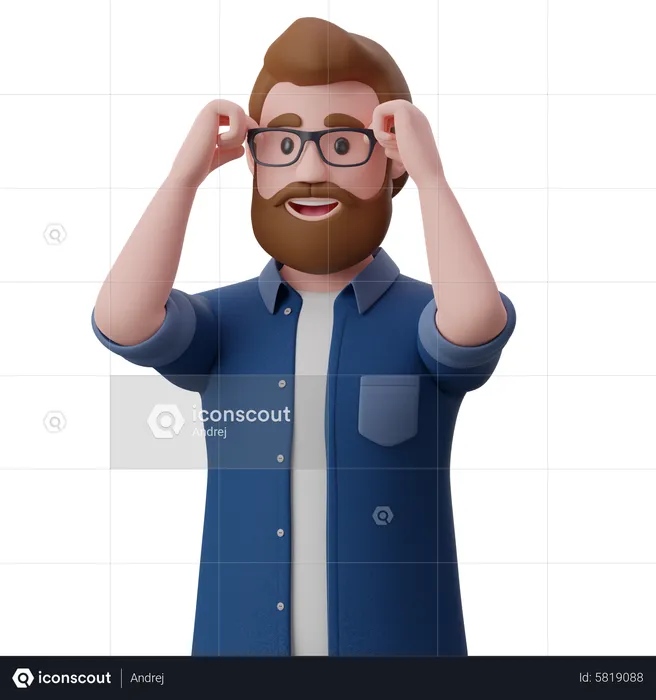 Man adjusting the eye glasses with hands  3D Illustration