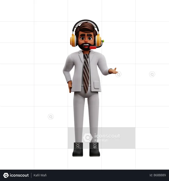 Man Agent React Amazed  3D Illustration
