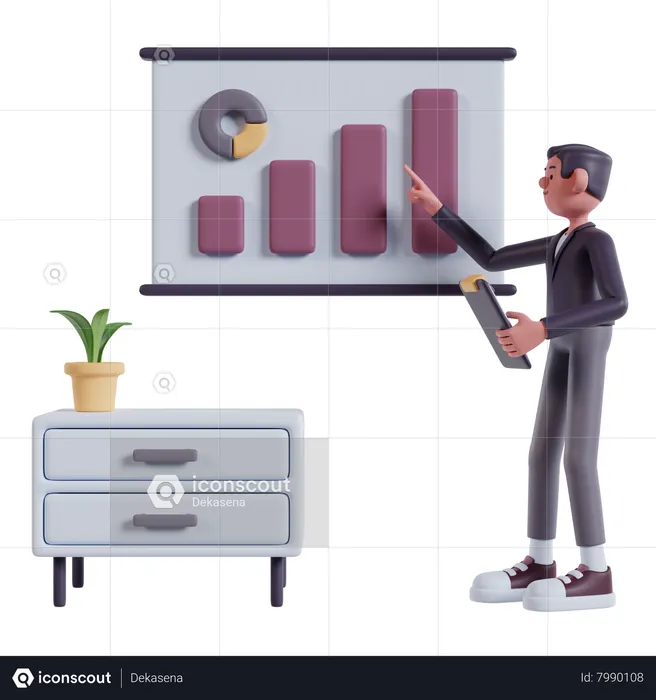 Man analyze marketing data  3D Illustration