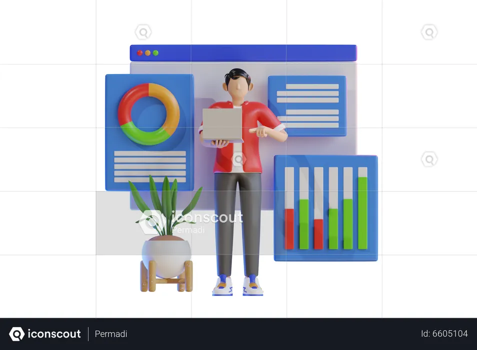 Man Analyzing market data  3D Illustration