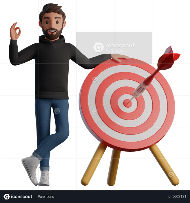 Man and the Target  3D Illustration