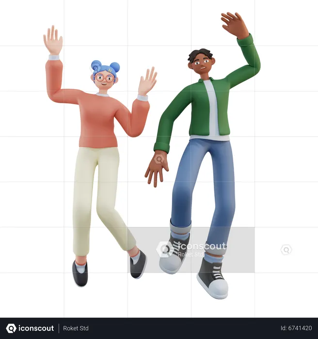 Man and woman celebrating  3D Illustration