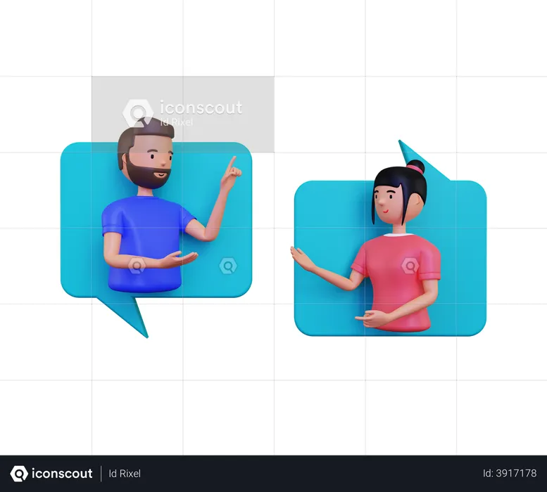 Man and woman communicating with each other  3D Illustration