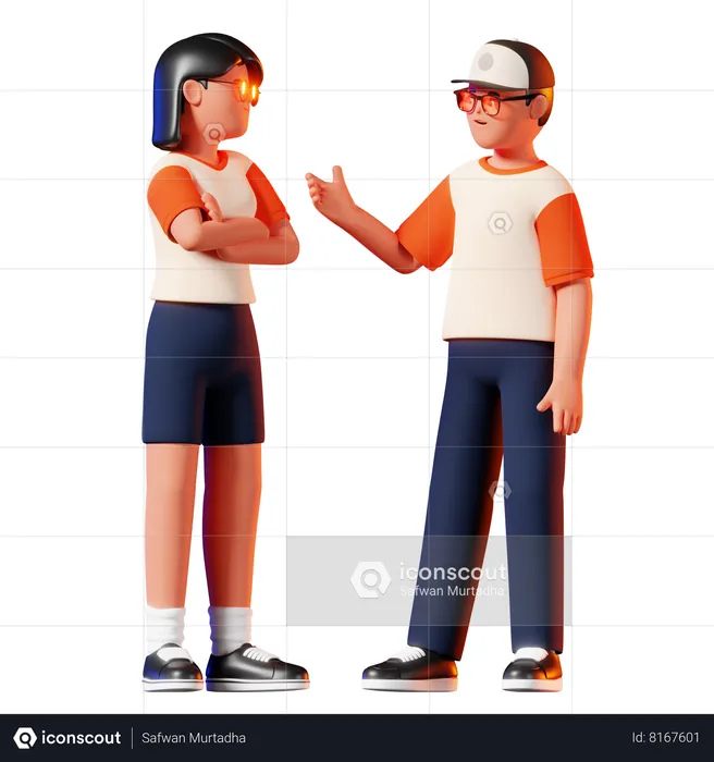 Man and Woman Having Conversation  3D Illustration