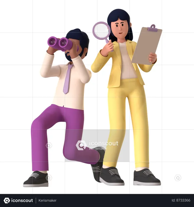 Man And Woman Searching Job  3D Illustration